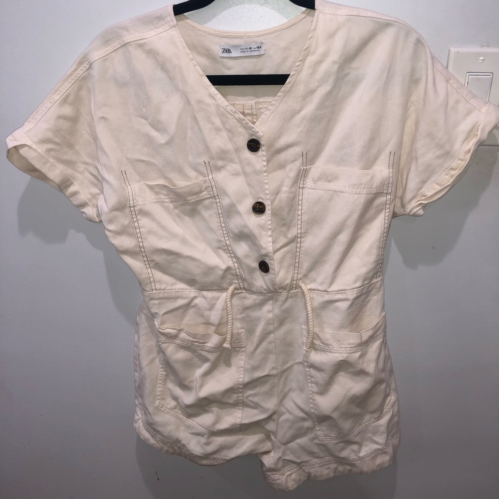 ZARA BUTTONED Cream romper SIZE 11/Medium